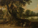 Landskab med en gruppe træer ved bredden af en sø, tre ryttere på vejen i forgrunden - Jacques d'Arthois — visning af kunstværket