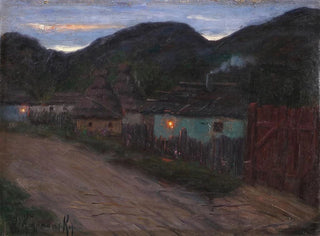 Rue de village nocturne - Jakob Koganowsky — visning af kunstværket