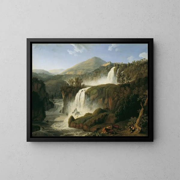 La grande cascade de Tivoli près de Rome - Jakob Philipp Hackert — indrammet kunstværk på væggen