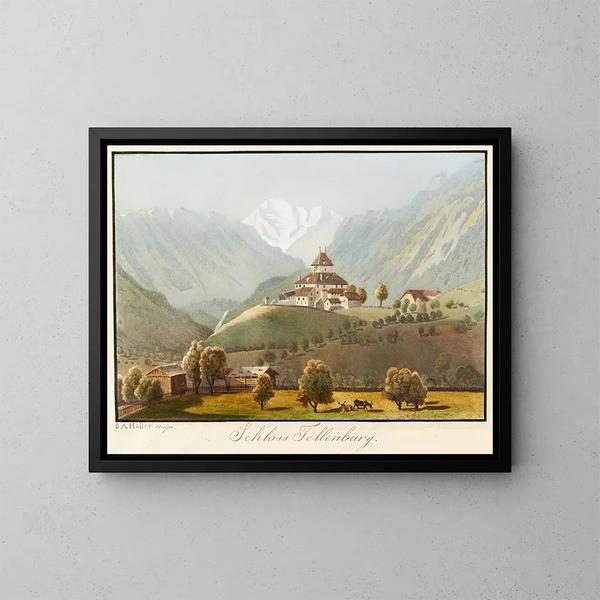 Château de Tellenburg - Jakob Samuel Weibel — indrammet kunstværk på væggen