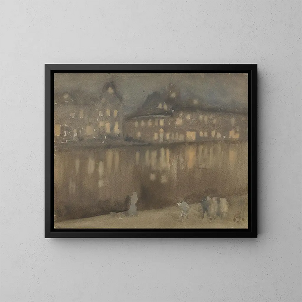 Grand Canal, Amsterdam, Nocturne - James Abbott McNeill Whistler — indrammet kunstværk på væggen