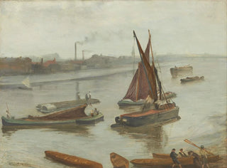 Gråt og sølv maleri, det gamle Battersea Reach - James Abbott McNeill Whistler — visning af kunstværket