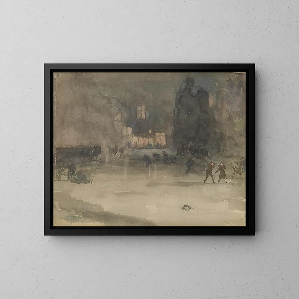 Nocturne i Amsterdam om vinteren - James Abbott McNeill Whistler — indrammet kunstværk på væggen