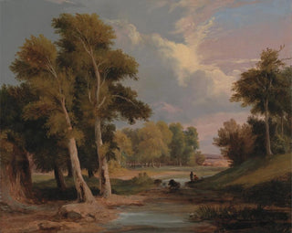 James Arthur OConnor - A Wooded River Landscape with Fishermen.webp