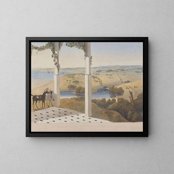 Vue de la maison de changement d'air, Holland Estate, Saint-Thomas à l'Est - James Hakewill — indrammet kunstværk på væggen