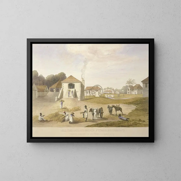 Cour de moulin, domaine Holland, Saint-Thomas à l'Est - James Hakewill — indrammet kunstværk på væggen