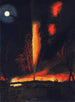 Puits de pétrole en feu la nuit près de Rouseville, Pennsylvanie - James Hamilton — visning af kunstværket