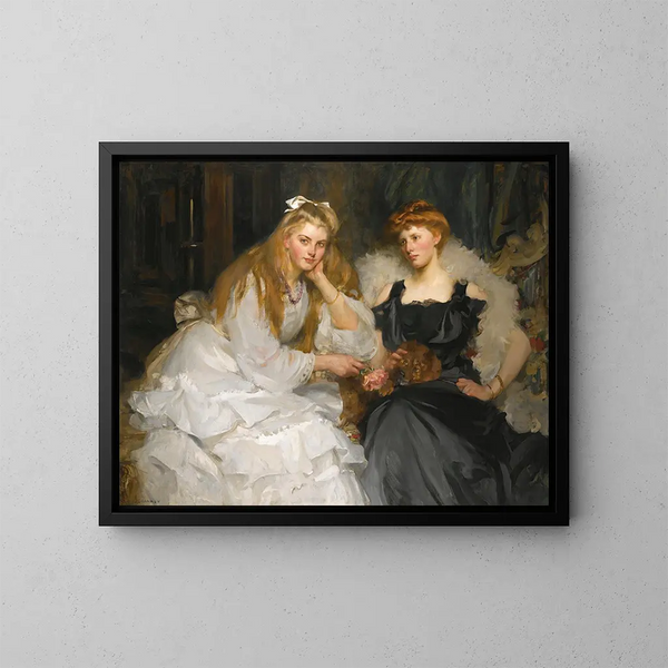 Portrætter af Lorna og Dorothy Bell, døtre af W. Heward Bell Esq. - James Jebusa Shannon — indrammet kunstværk på væggen