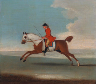 James Seymour - One of Four Portraits of Horses a Chestnut Racehorse Exercised by a Trainer in a Red Coat gallopi.webp