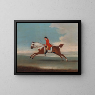 James Seymour - One of Four Portraits of Horses a Chestnut Racehorse Exercised by a Trainer in a Red Coat gallopi.webp