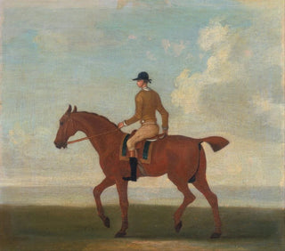 James Seymour - One of Four Portraits of Horses a Chestnut Racehorse with Jockey Up walking to the left jockey i.webp