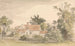 Cottages og træer med et hegn - James Stark — visning af kunstværket
