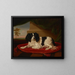 En king charles spaniel på en rød pude - James Ward — indrammet kunstværk på væggen