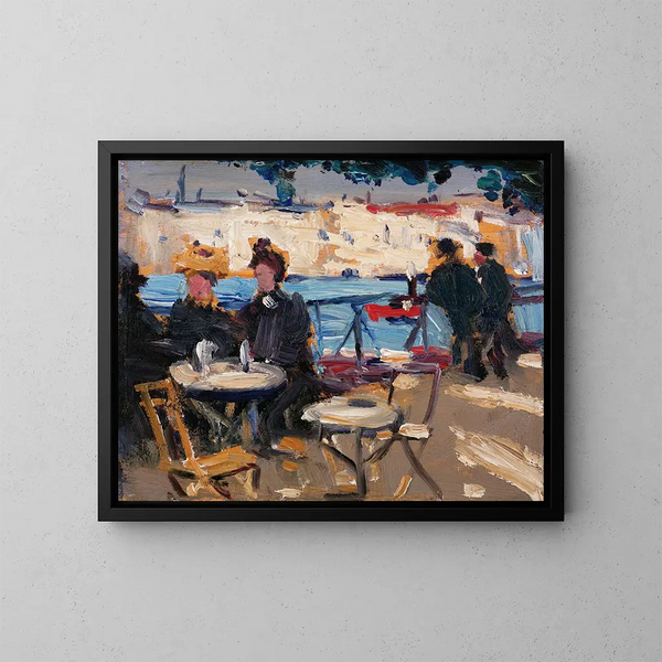 En café-scene - James Wilson Morrice — indrammet kunstværk på væggen