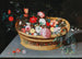 et forårsbouquet i en kurv på et stenbord - Jan Brueghel den Yngre — visning af kunstværket
