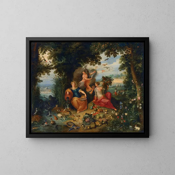 Allegori af de fire elementer - Jan Brueghel den Yngre — indrammet kunstværk på væggen