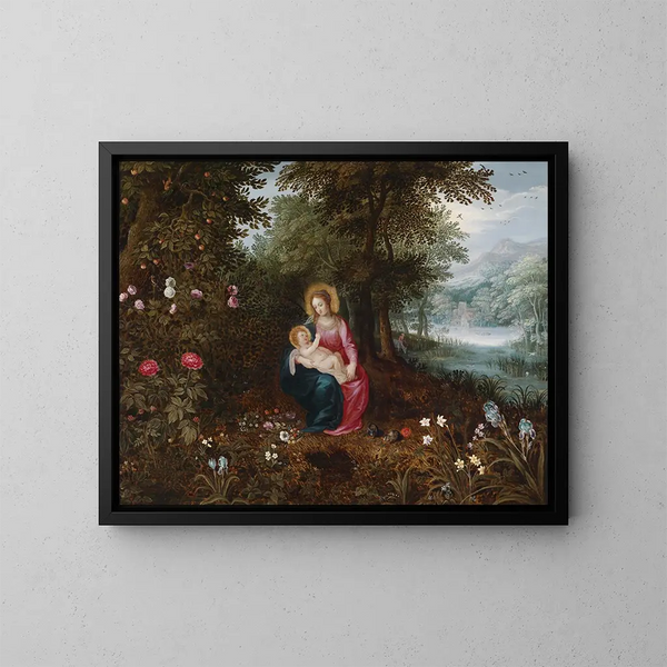 Le repos en fuite - Jan Brueghel den Yngre — indrammet kunstværk på væggen