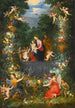 La Sainte Famille dans une guirlande de fruits, fleurs et légumes tenue par des anges - Jan Brueghel le Jeune — visning af kunstværket