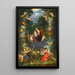 La Sainte Famille dans une guirlande de fruits, fleurs et légumes tenue par des anges - Jan Brueghel le Jeune — indrammet kunstværk på væggen