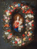 La Vierge à l'Enfant entourée d'une guirlande florale - Jan Brueghel le Jeune — visning af kunstværket