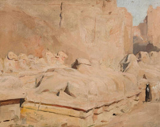 Allée du Sphinx, tempel d'Amon-Rê, af rejsen til Egypten - Jan Cybis — visning af kunstværket