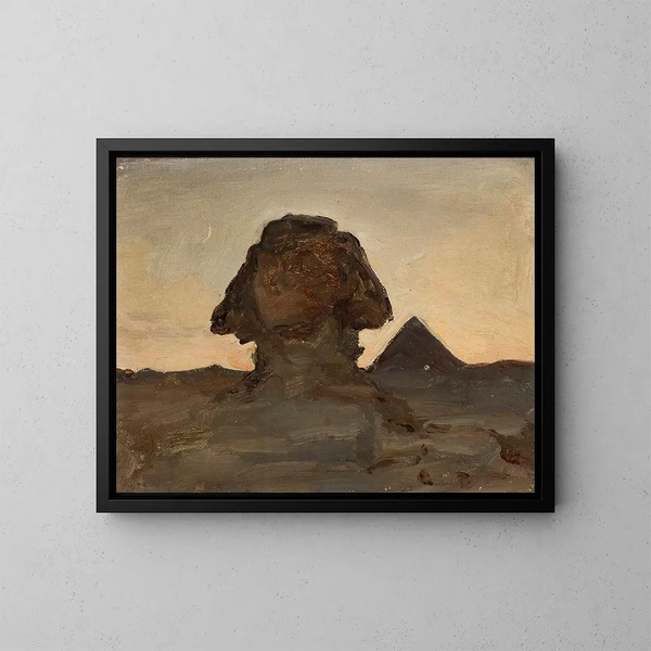 Sphinx ved måneskin, fra rejsen til Egypten - Jan Cybis — indrammet kunstværk på væggen