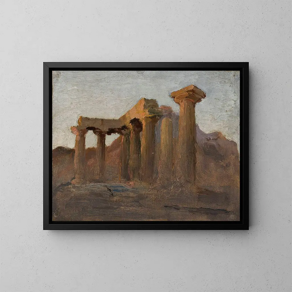 Temple d'Apollon à Corinthe au lever du soleil - Jan Cybis — indrammet kunstværk på væggen