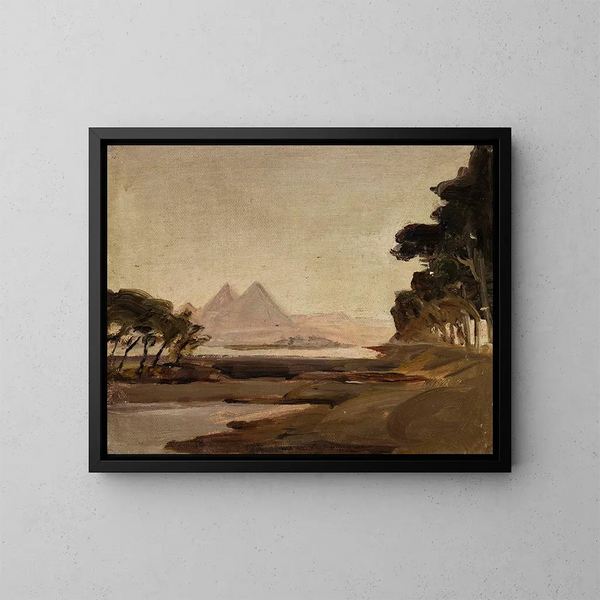 Vue des pyramides lors du voyage en Égypte - Jan Cybis — indrammet kunstværk på væggen