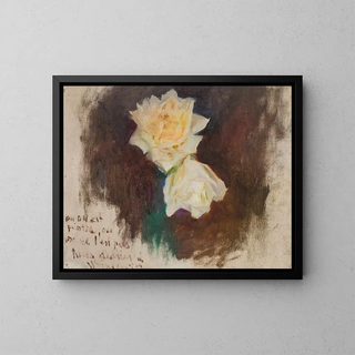 Roses blanches - Jan Cybis — indrammet kunstværk på væggen