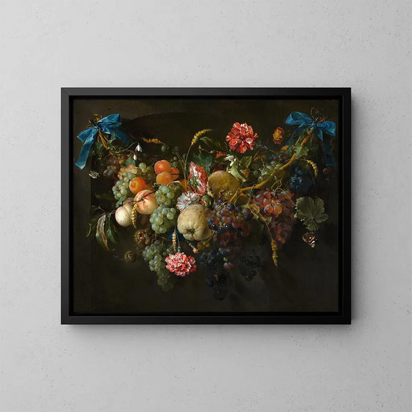 Guirlande de fruits et de fleurs - Jan Davidsz de Heem — indrammet kunstværk på væggen