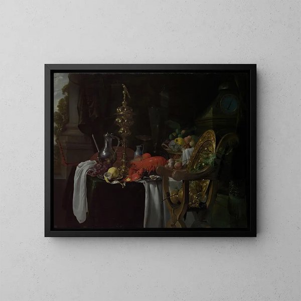 Naturtro: Festmåltidsscene - Jan Davidsz de Heem — indrammet kunstværk på væggen