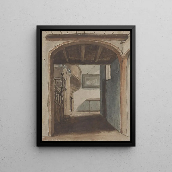 Jan Fabius Czn - Interieur met doorkijk naar trap.webp