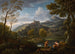 Et italiensk landskab med figurer i forgrunden og en by på toppen i baggrunden - Jan Frans van Bloemen — visning af kunstværket