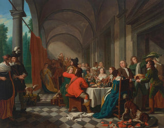 Et elegant middag i en buegang - Jan Josef Horemans den Ældre — visning af kunstværket