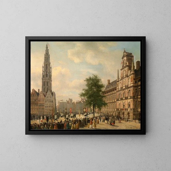Procession sur la Grand-Place d'Anvers - Jan Michiel Ruyten — indrammet kunstværk på væggen