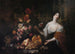 blomster stilleben i en park med en kvinde - Jan Peter van Bredael den Ældre — visning af kunstværket