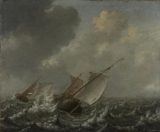 Vaisseaux sur une mer agitée - Jan Porcellis | Reproduction — visning af kunstværket