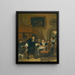 En gentleman giver et glas vin til en dame med et par, der spiller musik, og andre indbyggere i byen i et interiør - Jan Steen — indrammet kunstværk på væggen