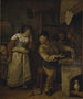En guldsmed, der smelter smykker til en kvinde i nærværelse af en notar L'alchemist - Jan Steen — visning af kunstværket