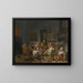indendørs tavernascene med folk, der drikker og spiller musik - Jan Steen — indrammet kunstværk på væggen