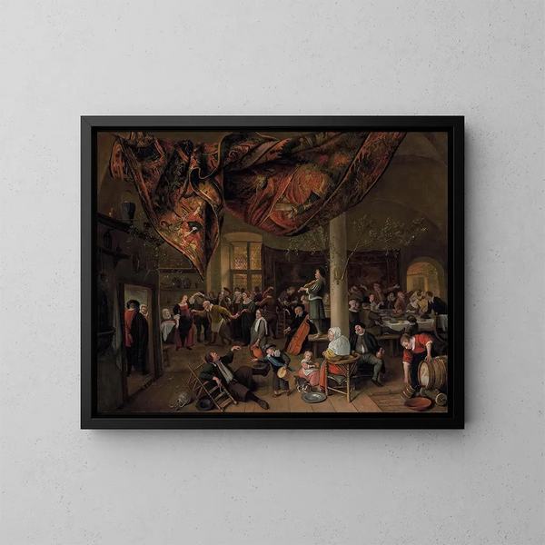 Et landsbybryllup - Jan Steen — indrammet kunstværk på væggen
