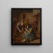 Et indre af en kro med en kvinde, der ryger pibe, og en mand, der skærer tobak - Jan Steen — indrammet kunstværk på væggen