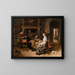En elegant selskab i et interiør med figurer, der spiller kort ved et bord - Jan Steen — indrammet kunstværk på væggen