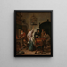 Indendørs med en kvinde, der fodrer en papegøje kendt som Papegøje-kassen - Jan Steen — indrammet kunstværk på væggen