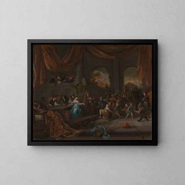 Samson ramt af filistrene - Jan Steen — indrammet kunstværk på væggen