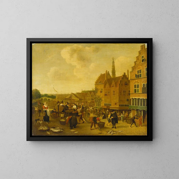Le marché aux poissons à Leyde - Jan Steen — indrammet kunstværk på væggen