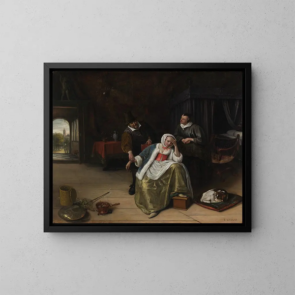 Den unge forelskede pige - Jan Steen — indrammet kunstværk på væggen