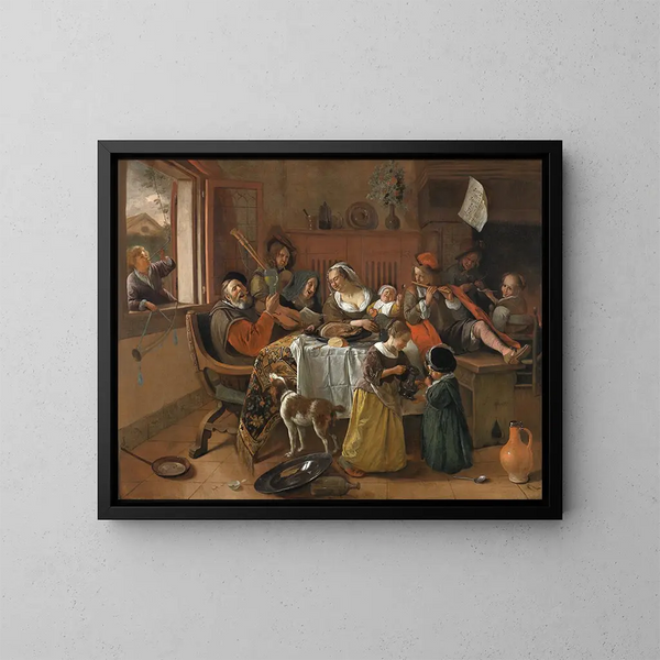 La Famille joyeuse - Jan Steen — indrammet kunstværk på væggen