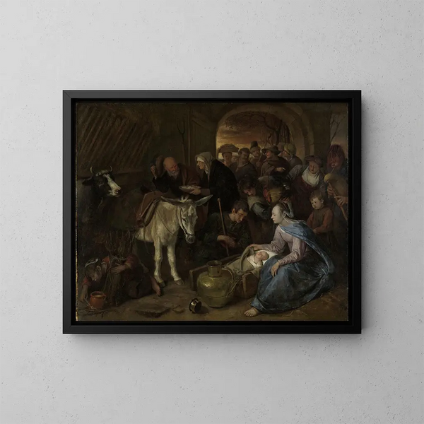 L'adoration des bergers - Jan Steen — indrammet kunstværk på væggen