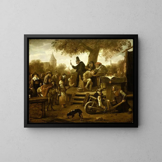 Le charlatan - Jan Steen — indrammet kunstværk på væggen